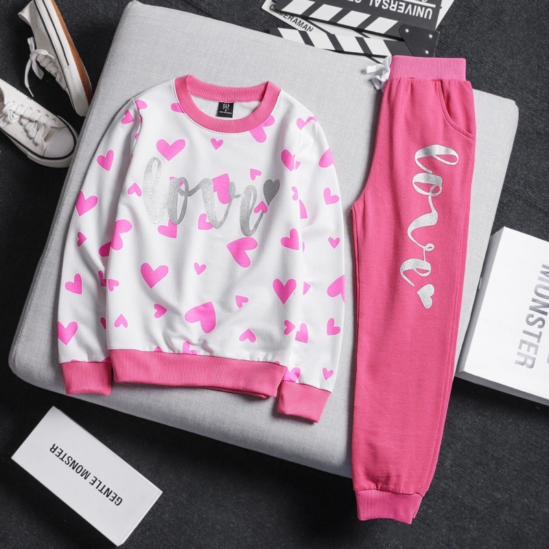 Bộ nỉ da cá bé gái size đại 15-39kg