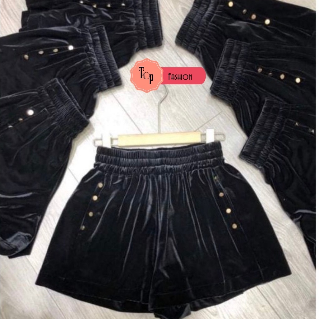 Quần short nữ nhung tăm Top Fashion 8 khuy dáng váy xoè dáng rộng | BigBuy360 - bigbuy360.vn