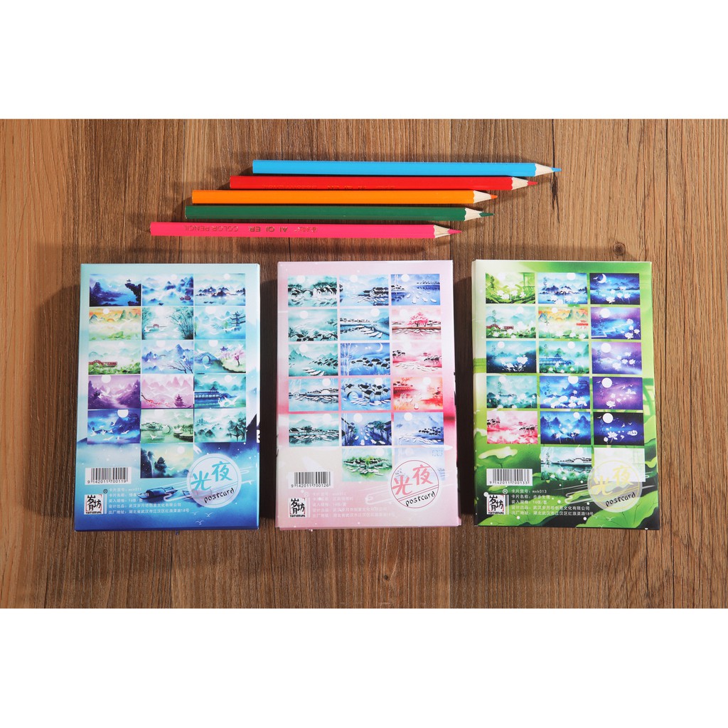 Postcard cổ trang dây tuyến 3 mẫu hộp ảnh bộ ảnh có ảnh dán sticker lomo bưu thiếp