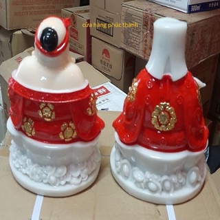 thần tài ông địa đế tròn đỏ ( bột đá )