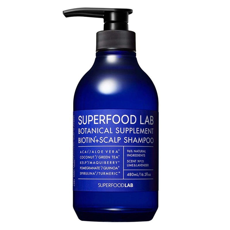 Dầu Gội Superfood Lab Botanical Supplement Biotin+Scalp Shampoo Ngăn Gãy Rụng Cho Tóc Thường 480ml