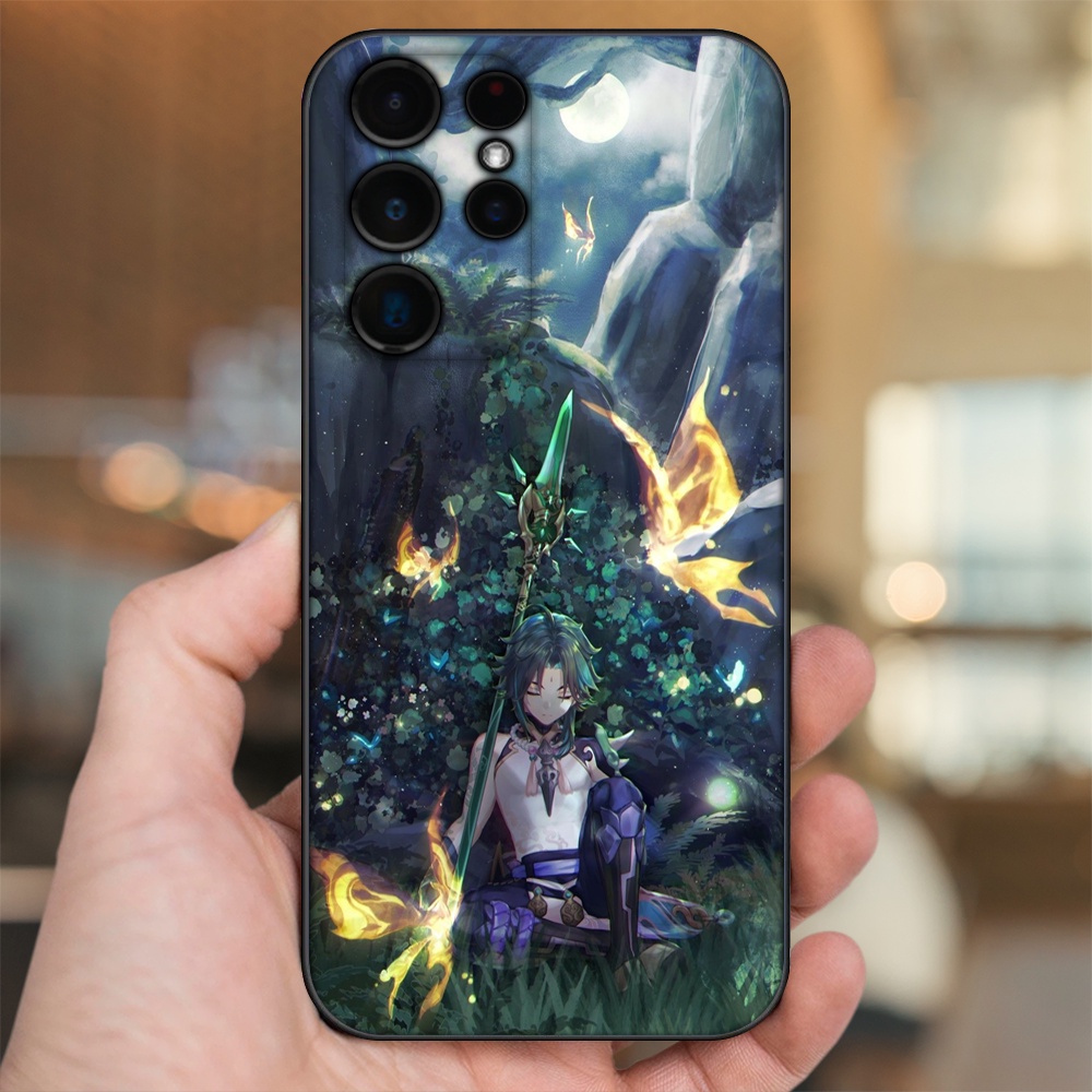 Ốp lưng Samsung S21 Ultra, S22 Ultra viền đen in hình Xiao Genshin Impact