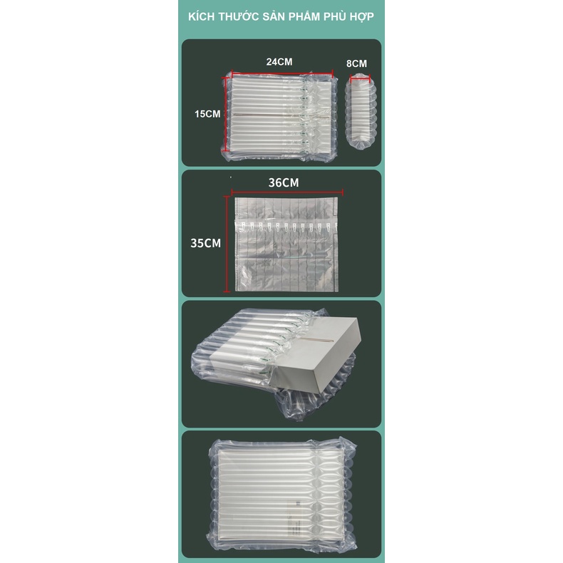Bao bì đóng gói, cột khí, bọc khí chống sốc Airpac vận chuyển hàng hóa dễ vỡ 11 cột (Aipad) bọc đồ cỡ 25cm x 21cm x 7cm