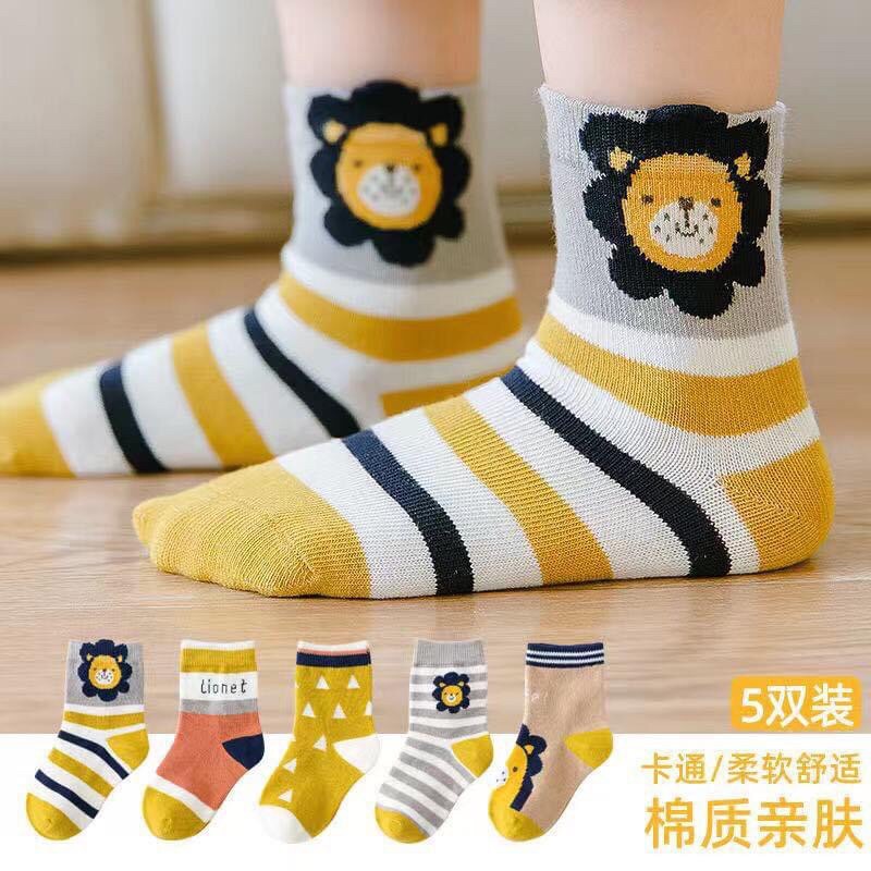 Nini_kids:Set 5 tất len co giãn cao cổ cho bé 3-10 tuổi, Tất cho bé, tất len