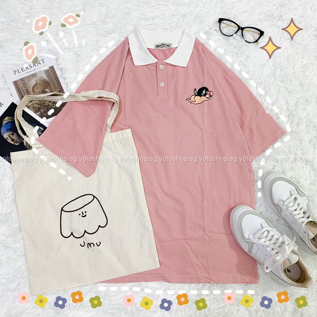 Áo thun Polo tay lỡ Cushin  phông Unisex nam nữ tee oversize form rộng pull Ulzzang Streetwear Hàn Quốc vải mềm