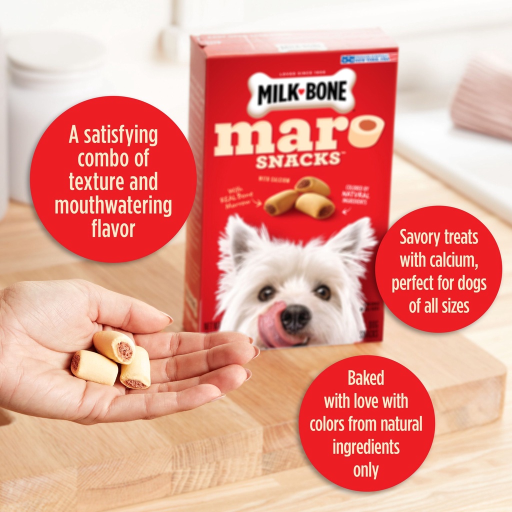 Bánh quy canxi Milk-Bone Maro Snacks tủy bò cho chó nhập Mỹ hũ lớn 1.13kg