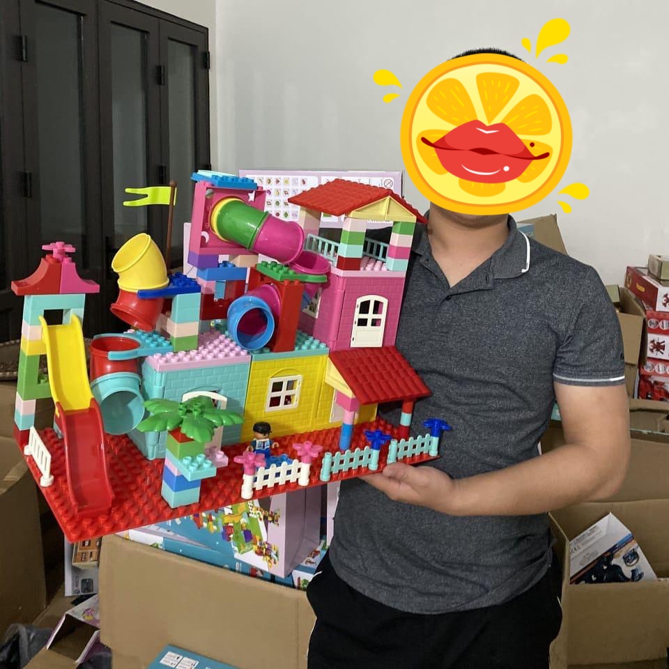 Đồ chơi cho bé, Bộ lắp ghép xếp hình Ngôi Nhà Hạnh Phúc 170 chi tiết hàng VIỆT NAM cao cấp