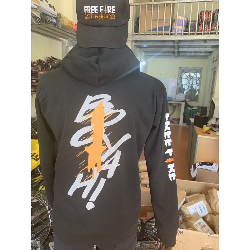 Áo Khoác Free Fire BooYah [ HÀNG MỚI VỀ ] Màu Đen Có Nón Cực Chất 2020