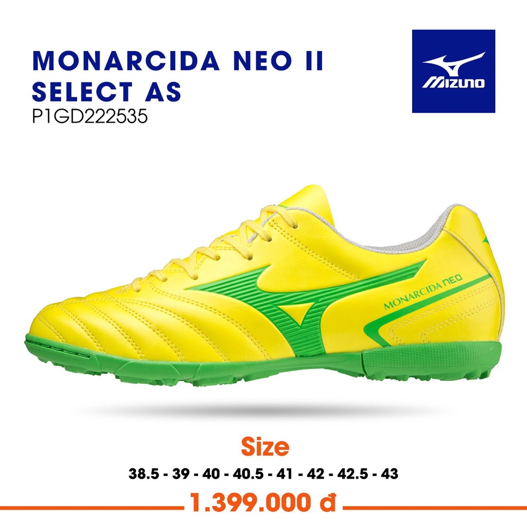 Hàng mới Mizuno Giày đá bóng neo II Select AS P1GD222501 màu vàng