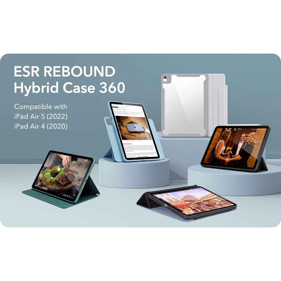Bao da cho iPad Air 5 2022 / iPad Air 4 2020 10.9 Inch ESR Rebound Hybrid Case 360 - Hàng Chính Hãng