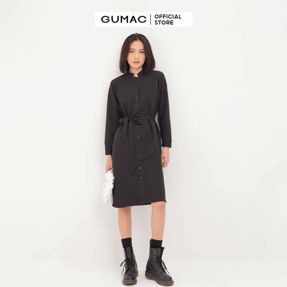 [Mã WABRGULUV giảm tới 100K đơn 249K] Đầm sơ mi nữ GUMAC cổ trụ, thiết kế công sở màu đen đủ size DA1241 | BigBuy360 - bigbuy360.vn