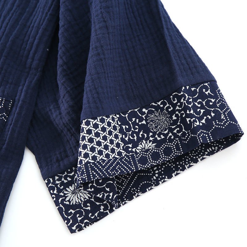 Set đồ ngủ kiểu Kimono bằng chất liệu cotton nguyên chất thấm hút mồ hôi phong cách Muji dành cho nam