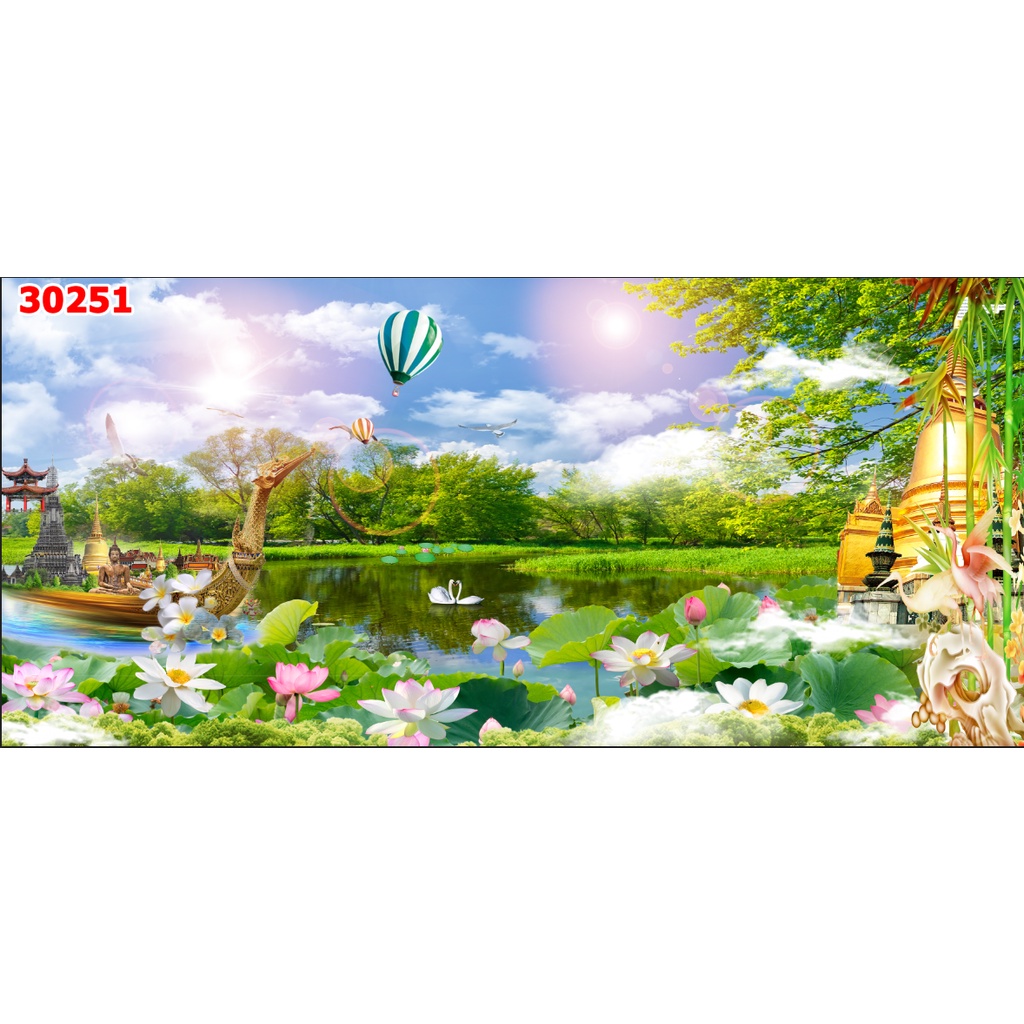 Tranh phong cảnh hồ nước thơ mộng siêu đẹp, phong cảnh giống Thuỵ Sĩ thiết kế đẹp