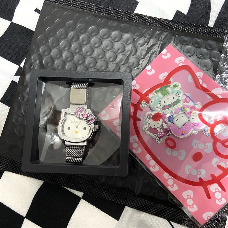 Đồng Hồ Đeo Tay Xiaohongshu Hình Hello Kitty Đính Đá Xinh Xắn