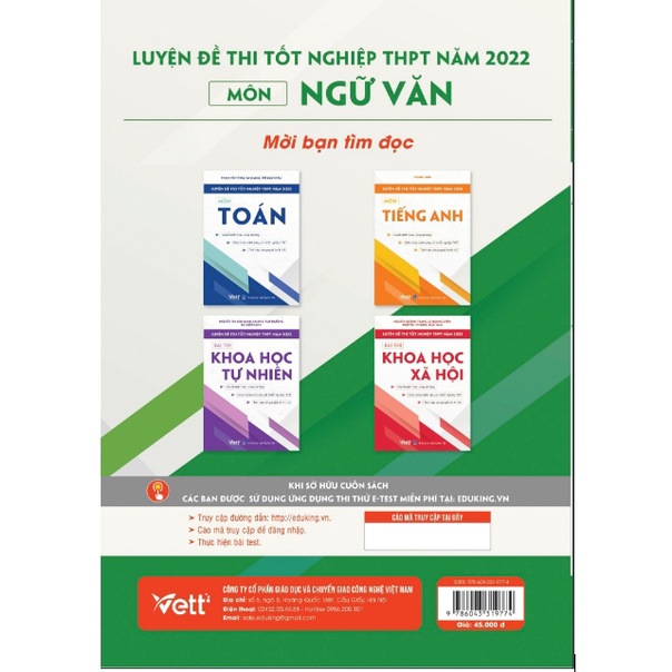 Sách - Luyện đề thi tốt nghiệp THPT năm 2022 Môn Ngữ Văn