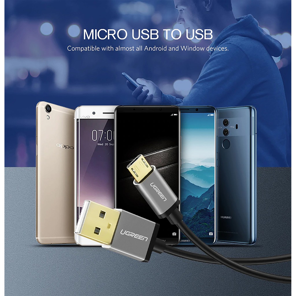 Cáp Sạc Micro USB Hỗ Trợ Sạc Nhanh Cao Cấp UGREEN US134