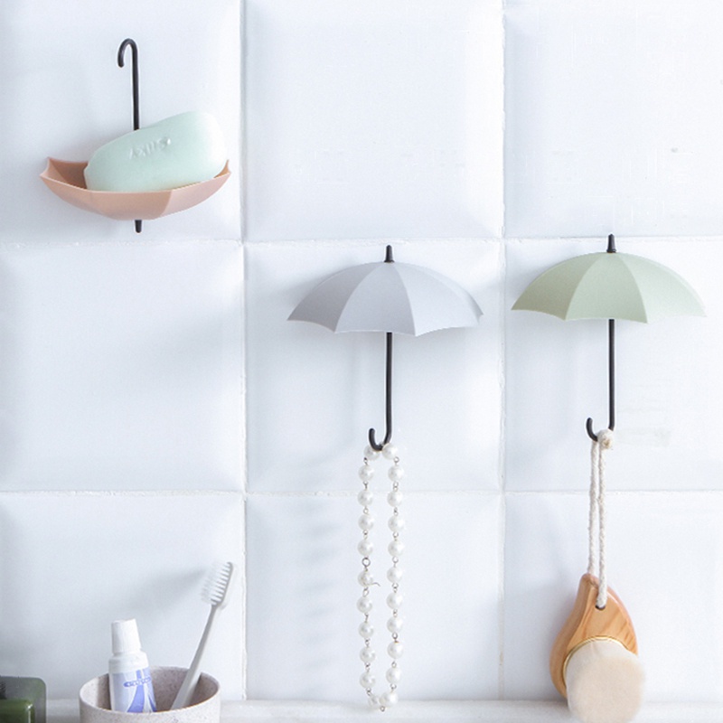 Set 3 móc treo đồ dán tường thiết kế hình cây dù dễ thương