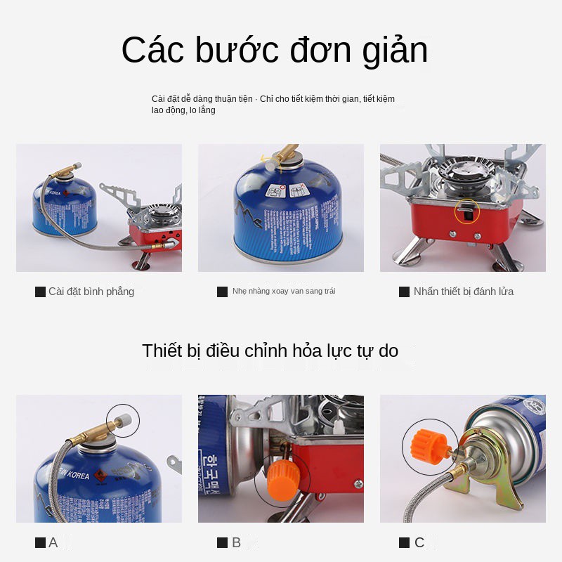 ❍Bếp dã ngoại di động ngoài trời siêu nhẹ có thể gập lại cassette vuông cắm trại gas nướng thịt