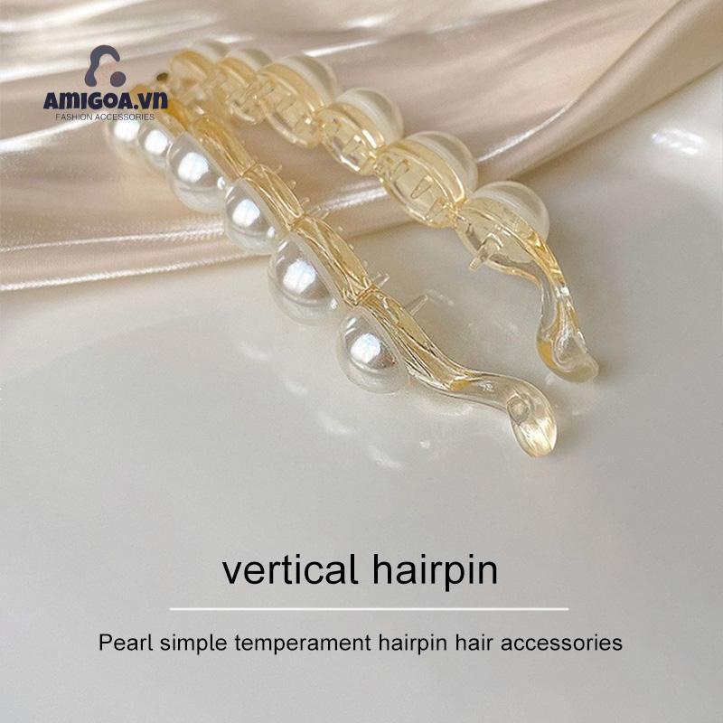 ✨✨Kẹp Tóc Acrylic Ngọc Trai Hình Nón Khí Chất Phụ Kiện Sau Đầu