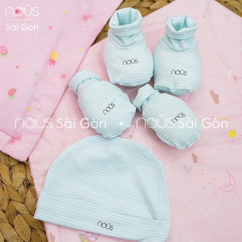 Nón , bao tay chân Nous-Moona baby vải Nu pettit cao cấp