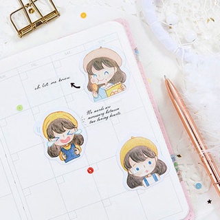 Hộp 45 miếng sticker mẫu cô bé đội nón