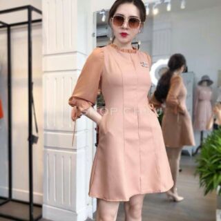 Đầm tay dài phối voan