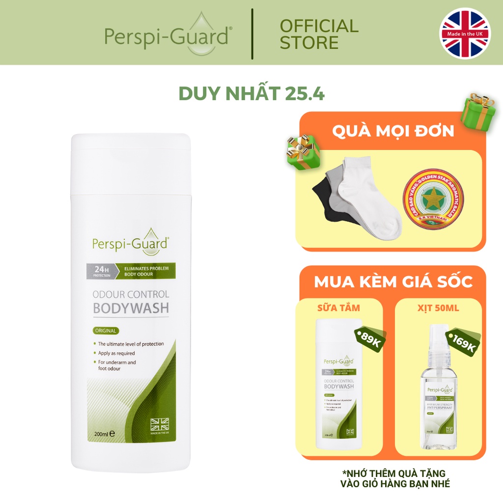 Sữa tắm ngăn mồ hôi PerspiGuard Odour Control Body Wash 200ml