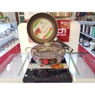 Combo bếp từ+ nồi lẩu+ chảo chống dính elmich