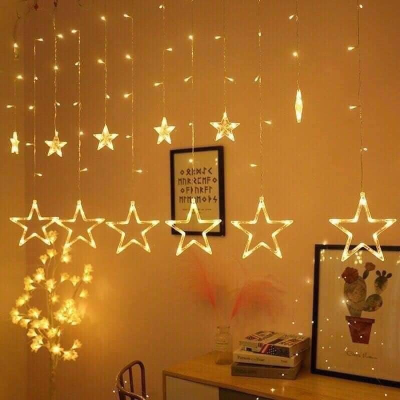 Dây Đèn Led chớp nháy 7 màu trang trí hình ngôi sao ,Bông tuyết dùng điện 220v trang trí nhà cửa