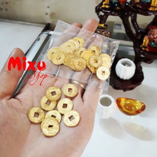Combo 100 túi xu vàng mini 13mm (mỗi túi gồm 50 xu kim loại mạ vàng)