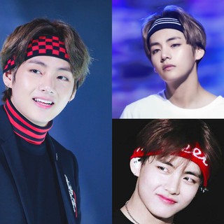 Băng đô V BTS kẻ caro đỏ