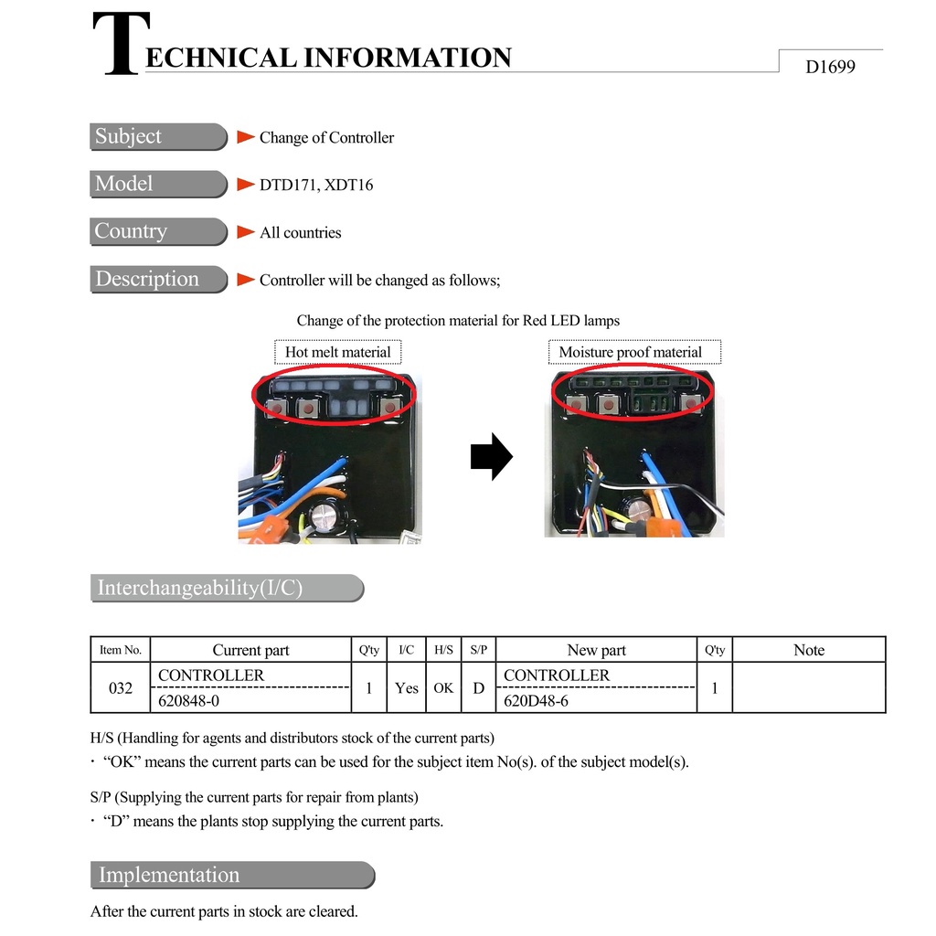 Bo mạch máy vặn vít DTD171 Makita 620D48-6
