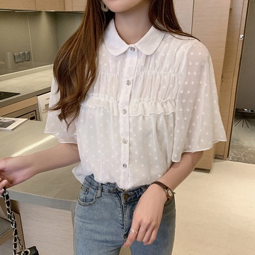 Áo Sơ Mi chiffon Ngắn Tay Màu Trơn Phong Cách Hàn Quốc Thời Trang Mùa Hè  Cho Nữ