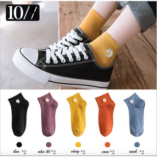 Combo 5 - 10 đôi vớ tất cổ ngắn nữ họa tiết hoa cúc