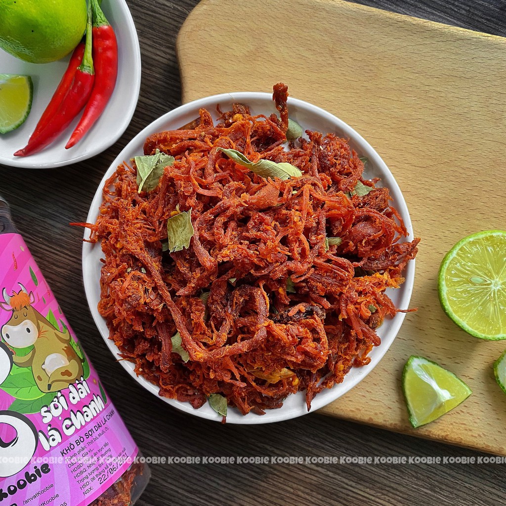 Khô bò xé sợi lá chanh 300g Koobie, đồ ăn vặt ngon an toàn vệ sinh, giao hàng siêu tốc | BigBuy360 - bigbuy360.vn