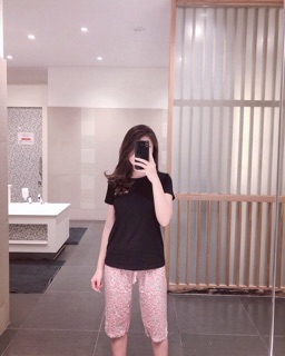 Bộ áo phông quần lanh lửng cho nữ
