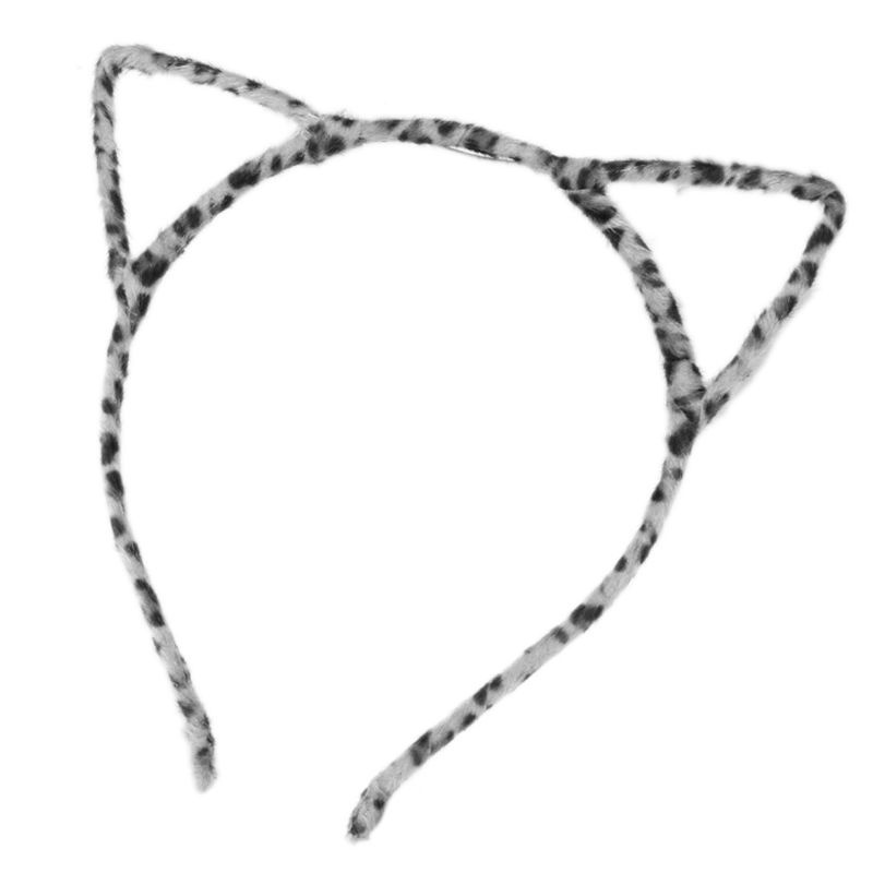 Băng Đô Tai Mèo Bằng Vải Bông Co Giãn Màu Trơn Họa Tiết Da Báo Dễ Thương Dành Cho Bạn Nữ