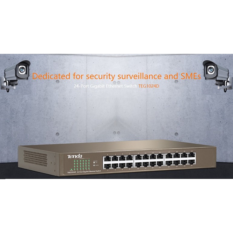 Bộ chia mạng Tenda TEG1024D 24 cổng Gigabit 10/100/1000Mbps Vỏ Kim Loại