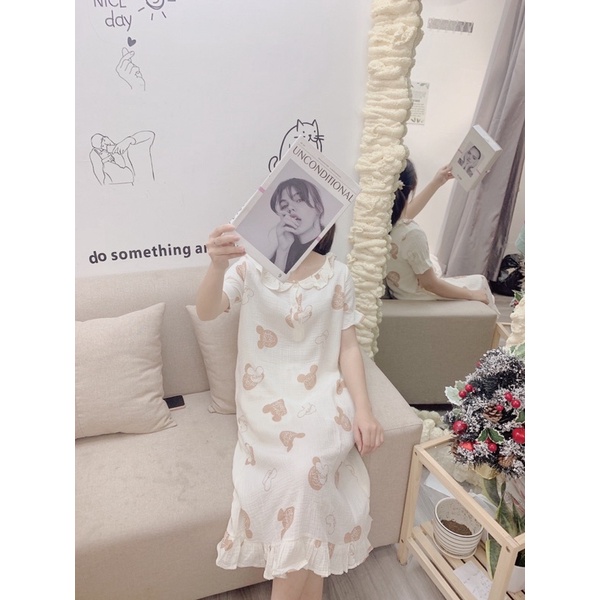 Váy MUSLIN cộc tay chất liệu cực kì thích