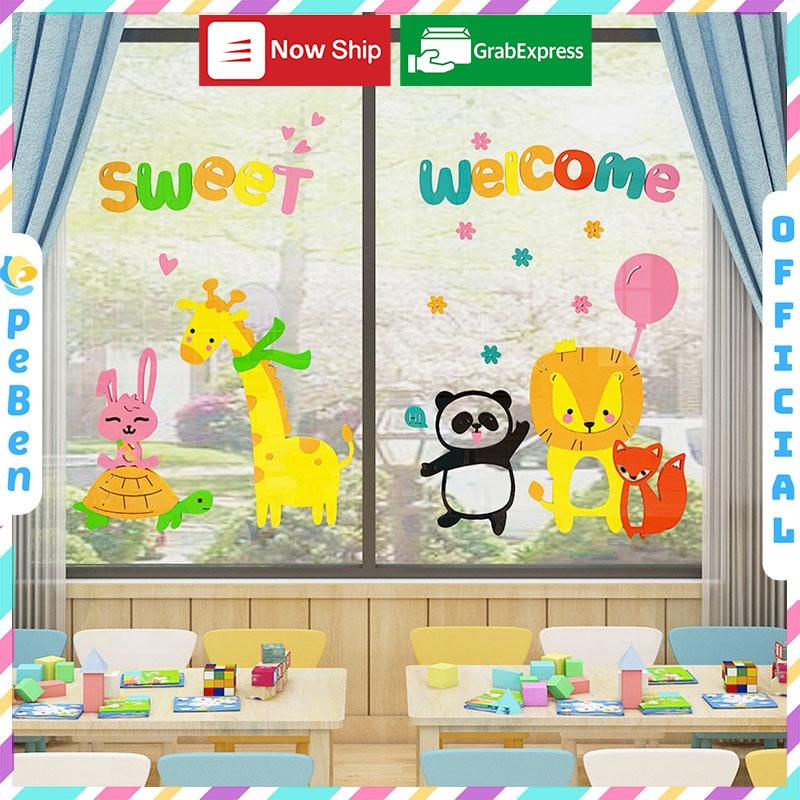 Tranh dán tường mica 3d decor khổ lớn - sweet và welcome, trang trí mầm non, khu vui chơi trẻ em Nhiều Size - EPeBen