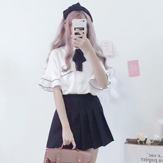 Set ulzzang áo kèm chân váy ảnh thật