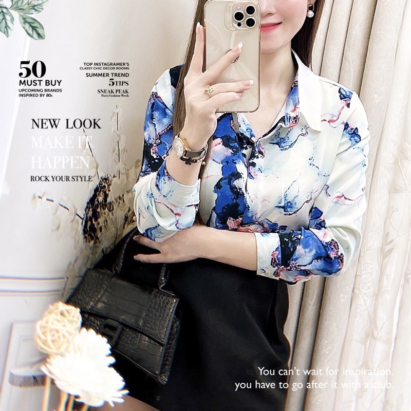 Áo sơ mi màu loang G460 độc lạ không đụng hàng chất liệu mát dễ mặc  - GEM Fashion