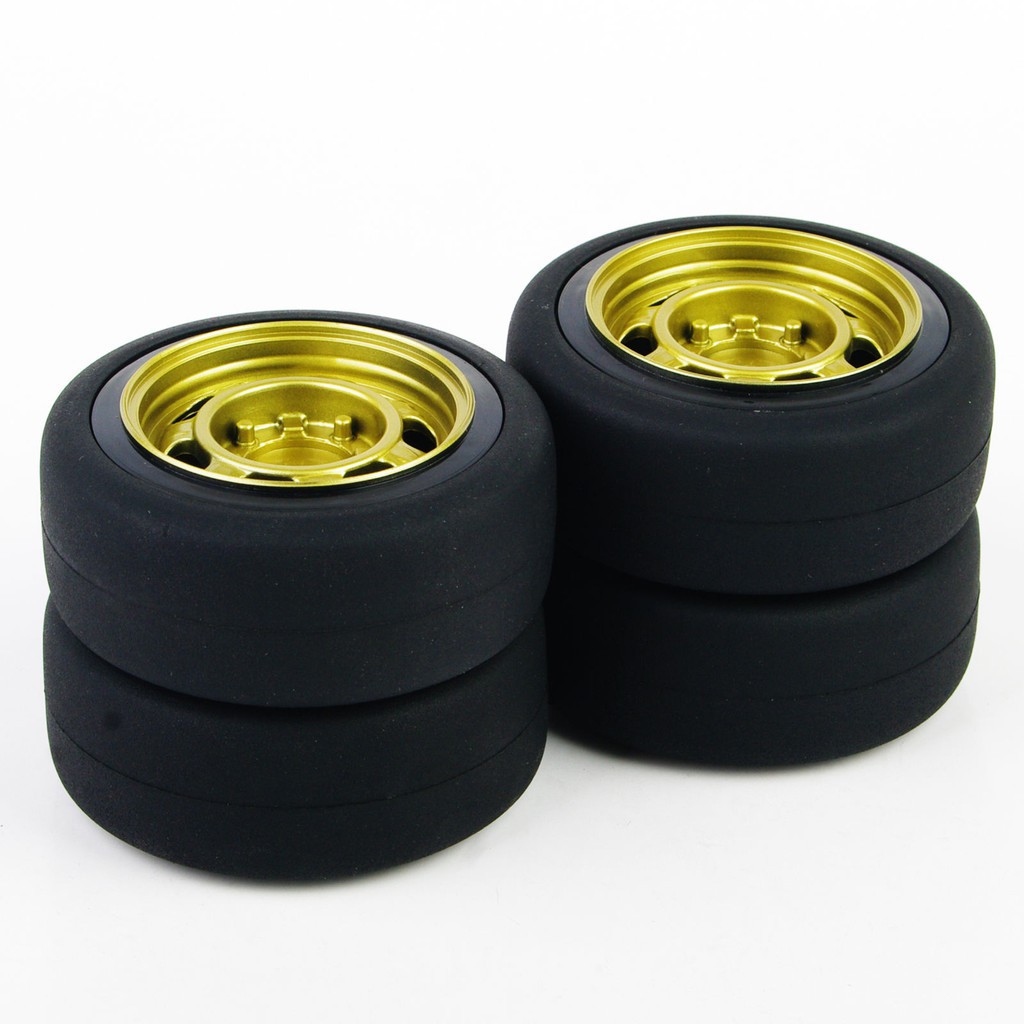 Set 4 bánh xe thay thế cho xe ô tô đua đồ chơi tỉ lệ 1:10