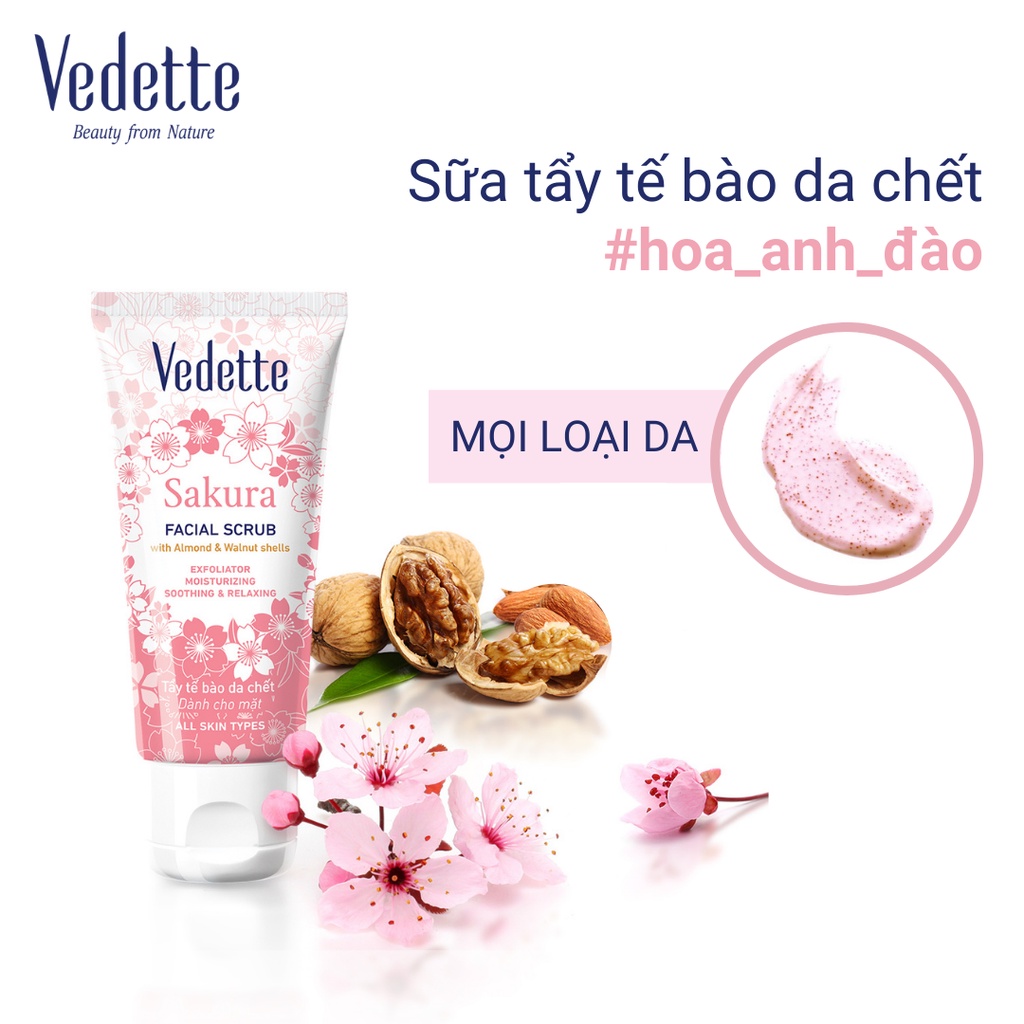 KEM TẨY TẾ BÀO CHẾT HƯƠNG HOA ANH ĐÀO VEDETTE SAKURA FACIAL SCRUB 50ml