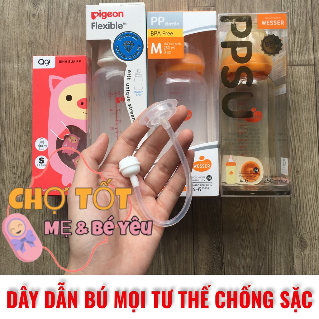 VAN CHỐNG SẶC CHO BÌNH CỔ HẸP,RỘNG, DÂY DẪN CHO BÌNH SỮA CỔ HẸP BÚ MỌI TƯ THẾ ( Wesser, Pigeon, Agi...)