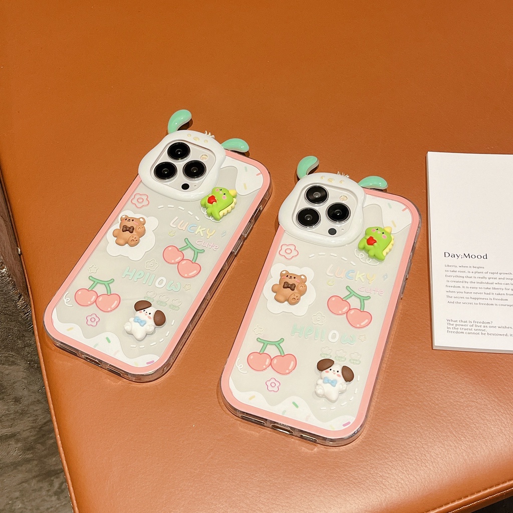 Ốp Điện Thoại TPU Dẻo Trong Suốt Họa Tiết Hoạt Hình Tai Chó 3D Dễ Thương Cho iphone 13 12 11 Pro XS Max XR