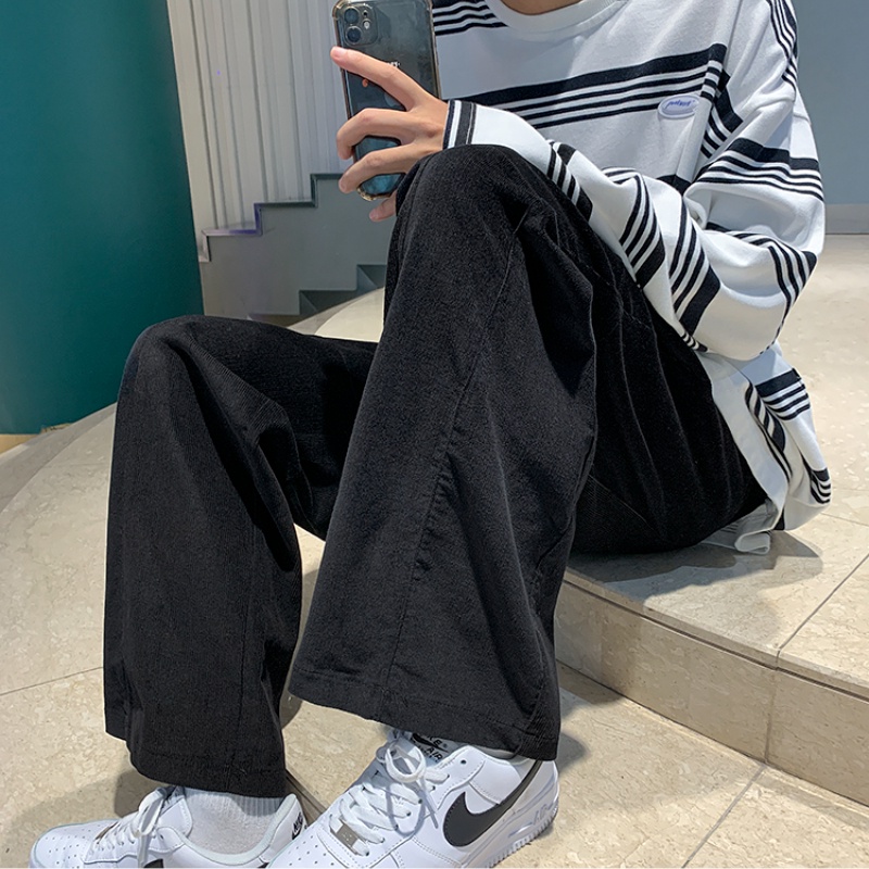 Quần dài ống rộng màu trơn phong cách Hàn Quốc thời trang năng động cho nam size M-2XL