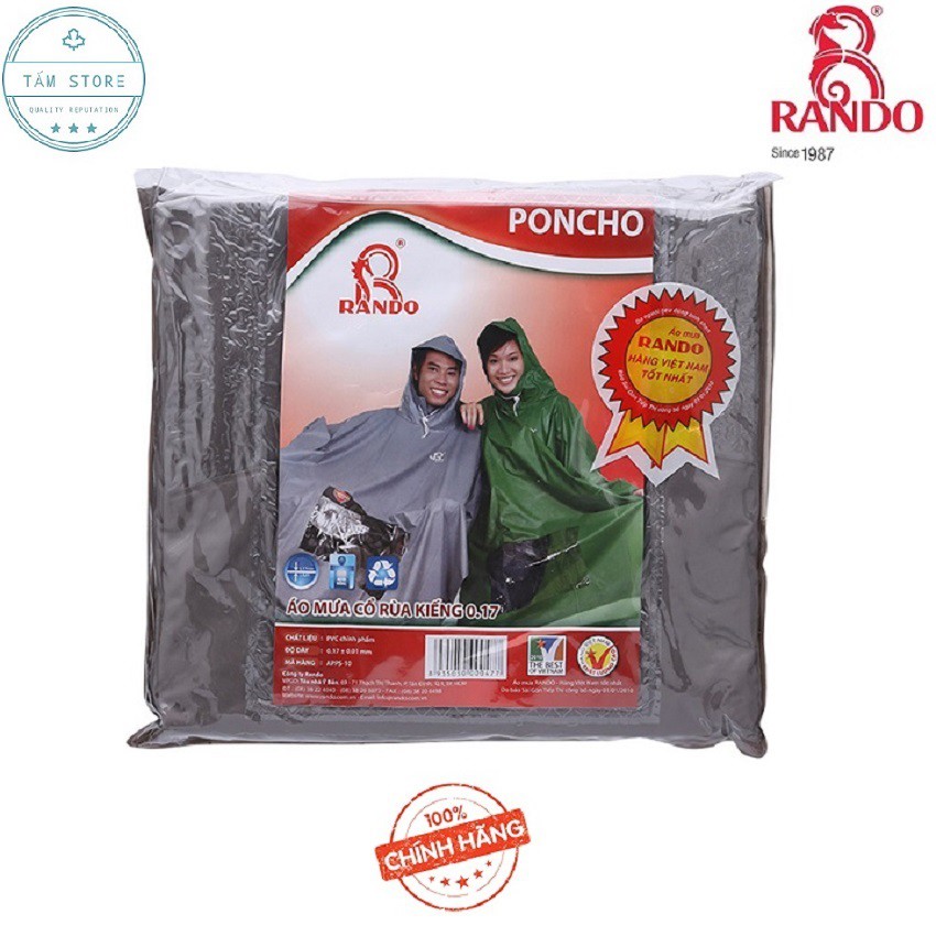 [THÔNG DỤNG] Áo mưa Rando Poncho cổ rùa trơn có kiếng (APPS02) GIAO MÀU NGẪU NHIÊN