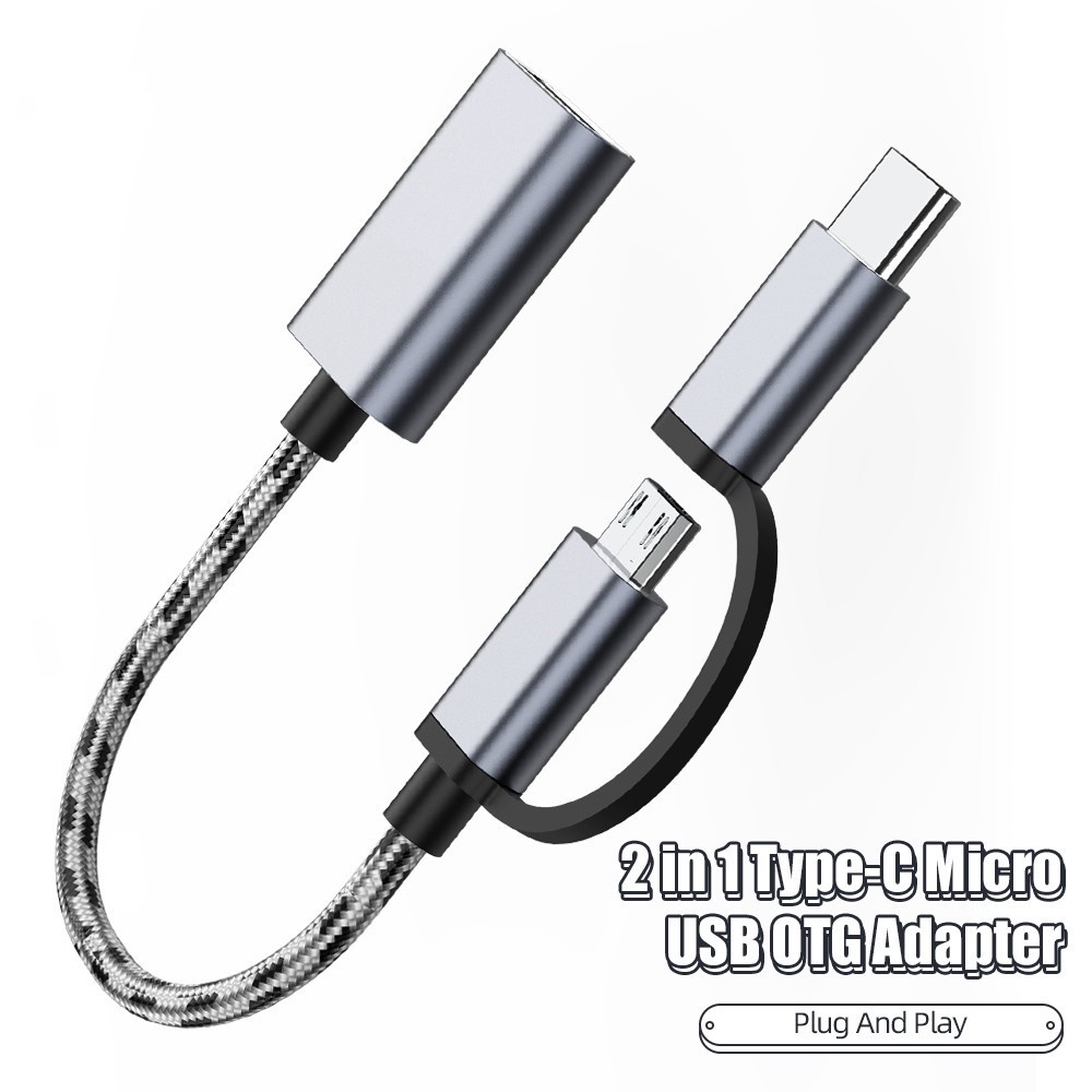 Đầu Chuyển Đổi 2 Trong 1 Micro USB Type C Sang USB OTG Cho Điện Thoại Samsung Realme