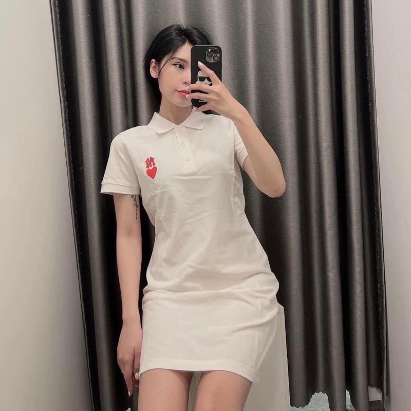 (1:1Váy)Váy Polo Mờ lờ bê 2 màu đen trắng tim